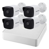 Kit Ip Hikvision Nvr 4 Ch Full Poe + 4 Camaras 2mp Ip67