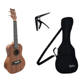 Kit Ukulele Concert 23k Profissional + Bag + Capotraste 