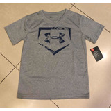 Remera Under Amour Heatgear Talle 7 Niños Gris Caja Caja Y