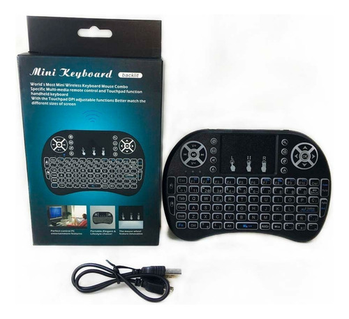 Mini Teclado Inalambrico Retroiluminado Led Smart Tv Android Teclado Negro Idioma Español Latinoamérica