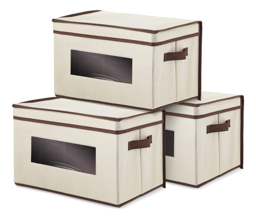 Paquete De 3 Cubos De Almacenamiento Apilables Con Tapas, A.