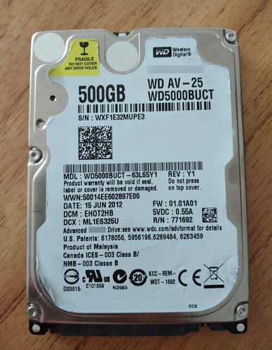 Disco Rígido 500gb Western Digital Sata Notebook Net Ps3 Dvr