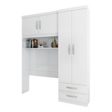 Guarda-roupas P/ Cama Solteiro 4 Portas Multimóveis Cr35129 Cor Branco Brilho