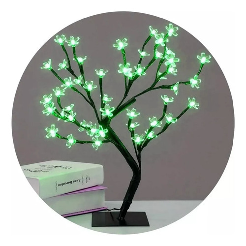 Arbol  Luminoso Bonsai Led Verde Flor Cerezo