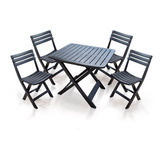 Kit Mesa Dobrável + 4 Cadeiras Dobráveis Preta Arqplast