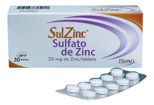 Sulfato De Zinc Sulzinc 20 Mg Caja X 30 Tabletas