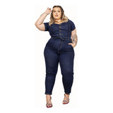 Macacão Jeans Plus Size Feminino