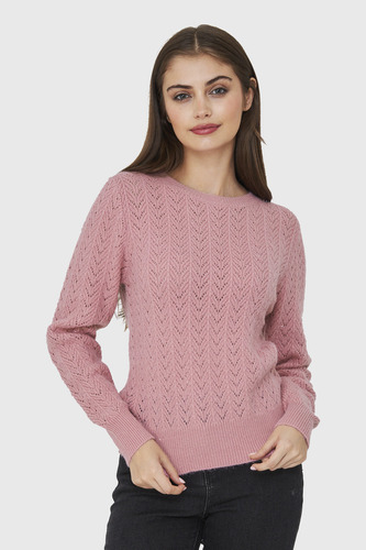 Sweater Punto Fantasía Lurex Rosa Nicopoly