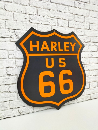 Cuadro Harley Davidson Route 66 Letrero Metal Estilo Antiguo