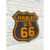 Cuadro Harley Davidson Route 66 Letrero Metal Estilo Antiguo
