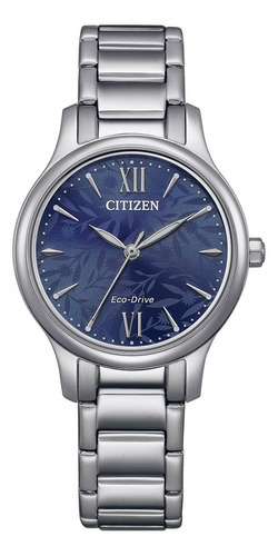 Reloj Citizen Em089972l Mujer De Acero Inoxidable Color De La Malla Plateado Color Del Bisel Gris Color Del Fondo Azul