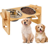 Comedero Elevado Ajustable Doble Cuencos Para Perro Gatos