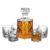 Licorera Mosaico Decantador Whisky Ron Cognac Mas 4 Vasos 