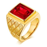 Anel Masculino Homem Banhado Ouro 18k Aço Inoxidável Dourado