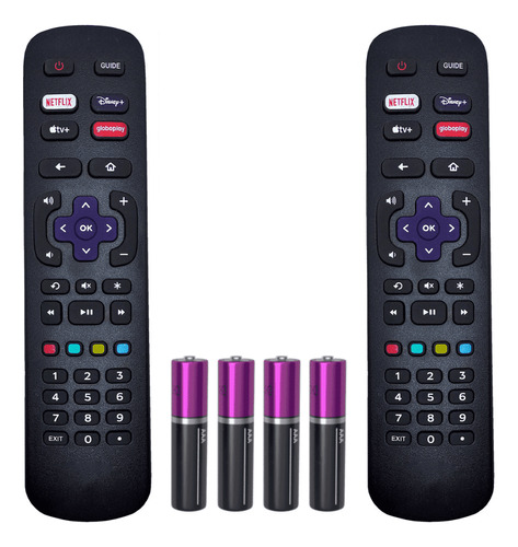 Kit 2 Controle Remoto Compatível Tv Philco Roku Smart Tv