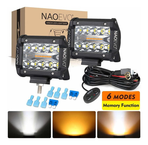 Naoevo Barra De Luz Led Con Kit De Arnés De Cableado, 2 Cabl