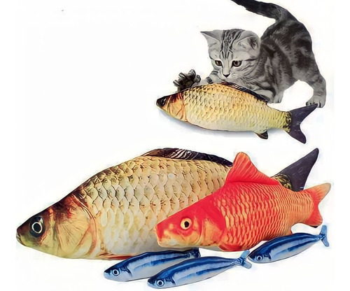 Juguete Gato Pescado Pez Catnip Peluche X 3 Unidades