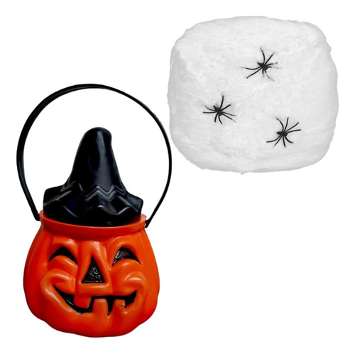 Calabaza Halloween Caramelera Telaraña Plástica Golosinas