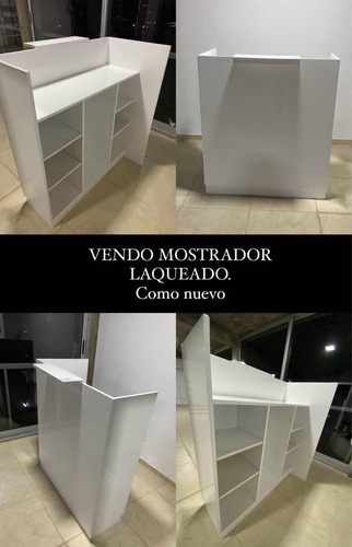 Mostrador Escritorio Mdf Laqueado Con Estantes Grande 