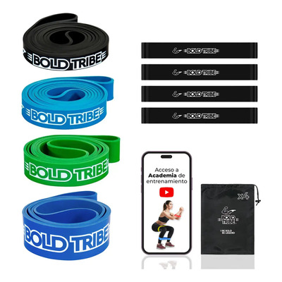 Master Pack 4 Ligas Bandas Resistencia Pull Ups Crossfit Con 9 Bonos Calistenia Mma Box Elasticas Ejercicio Tapout | Envío gratis