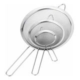 Kit Com 3 Peneiras Coador Inox Utensílios Cozinha