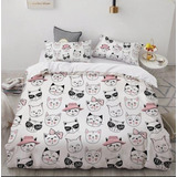 Duvet Funda Nordica Estampado + Plumon Cama Doble 9 Piezas 