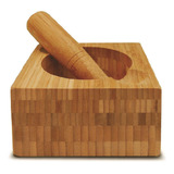 Pilão Socador De Tempero De Bambu Pestle 2 Peças 15x8.5cm