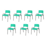 Kit 7 Cadeira Infantil Iso Escolar Base Cinza