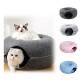 Cama De Fieltro Tipo Túnel Para Gatos, Donuts, Nido Animales