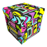 1 Caja Para Regalo 30x30cm Con Diseño De Feliz Dia Colores 