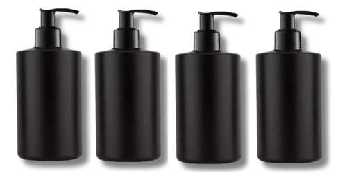 Kit 4 Dispensadores Negro Mate Plástico,jabón,shampoo. 250ml