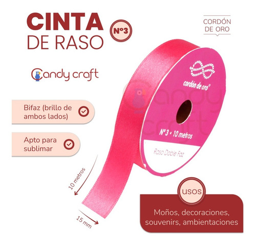 Cinta Raso N3 - 1,5cm - Cordon De Oro X 10 Metros - Stock