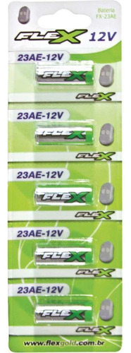 Bateria Flex Alcalina 23a 12v Fx23a Cartela Com 5 Baterias