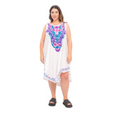 Vestido Hindu Mujer Bambula Elegante Sin Mangas Talle Grande