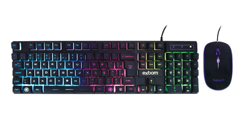 Kit Teclado E Mouse Usb Led Colorido Com Fio 2400dpi Bk-g550