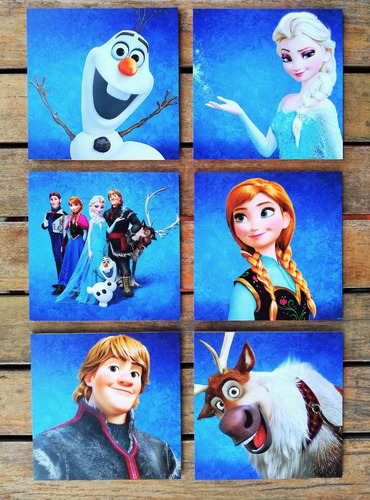 Set 4 Cuadros Frozen Anna Elsa Infantil Disney Decoracion