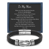 Regalos Para Hombres Pulsera De Cuero Trenzado Negro Regalos