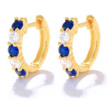 Aretes De Plata 925 Oro 18k Arracadas Piedras Azules Mujer