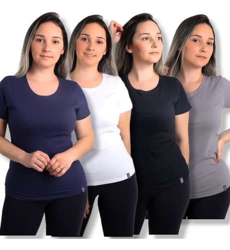 Kit 4 Blusinha Feminina Blusa Algodao Premium