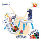 Brinquedo Projetor Led Mesa Azul Desenho Pintar Educacional