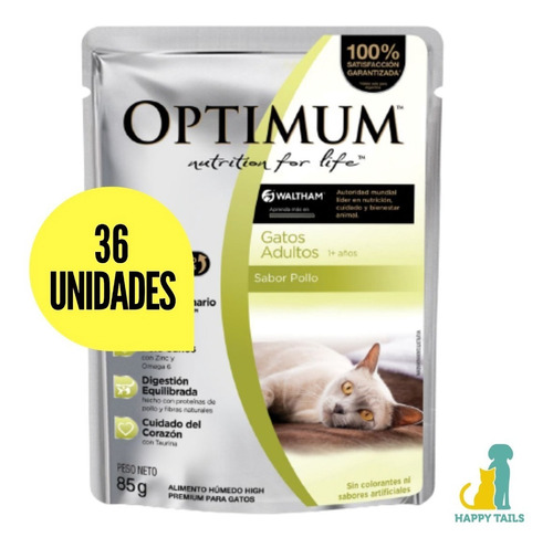 Optimum Pouch Gato Adulto 36 Uni X 85 Grs - Happy Tails