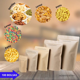 100 Bolsa Stand Up Pouch Con Cierre Papel Kraft De 150 Grs