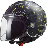 Casco Abierto Ls2 Sphere Lux Maxca Negro Amarillo Fluo