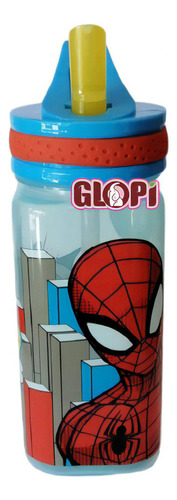 Botella Cuadrada 500ml Bombilla Spiderman Marvel Avengers Color Spider Man