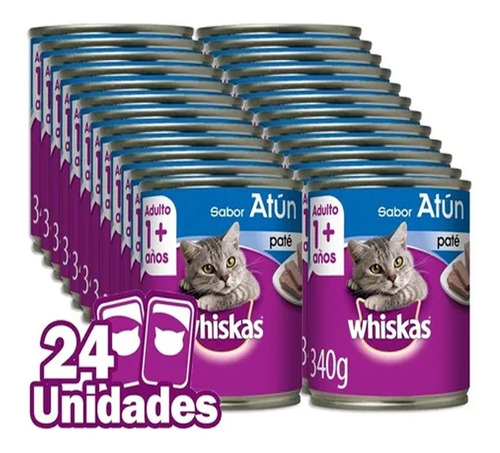 Whiskas En Lata Adulto Paté Sabor Atún X 340 Grs X 24 U