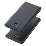 2 Cargadores Usb Portatiles 20000mah Ultra Slim Negro