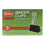 12 Prendedor De Papel Binder Clips De Metal 19mm Grampomol Cor Preto