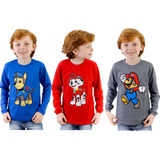 Kit 05 Camisetas Infantil + Brinde 2 Adesivos Personagens