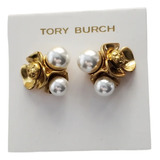 Aretes Tory Burch Flores Doradas Con Perlas