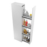 Armario Alto Mueble De Guardado Corsa Organizador Lavadero Cocina, Modulo Despensero Con Puerta Extraible 180 X 25 Cm Color Blanco